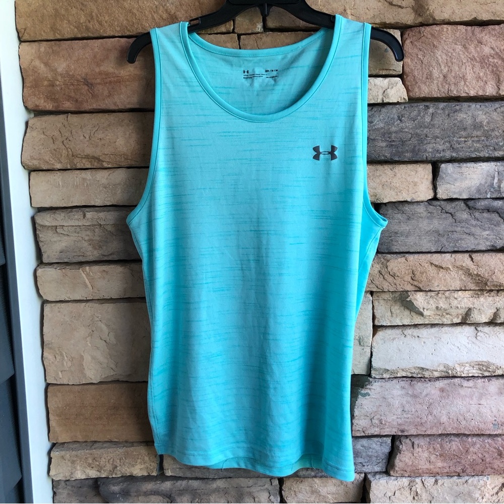 Under Armour blue green Heat Gear Tank Top Like New Men Medium